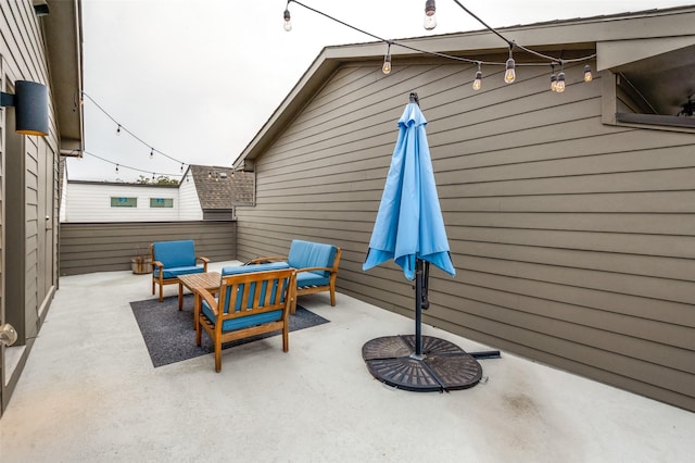 view of patio / terrace featuring an outdoor living space