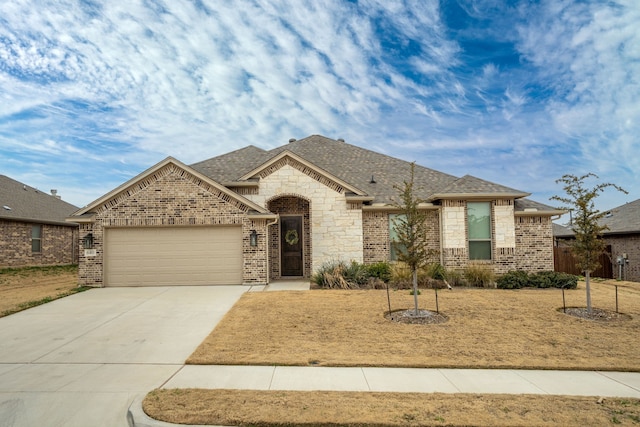 view of front of property with a garage