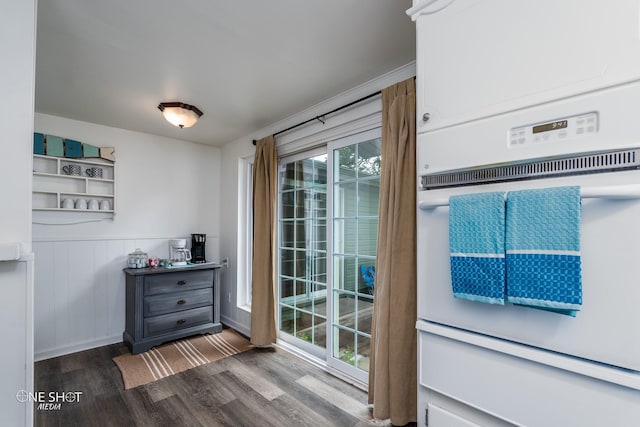 doorway to outside with dark wood-type flooring