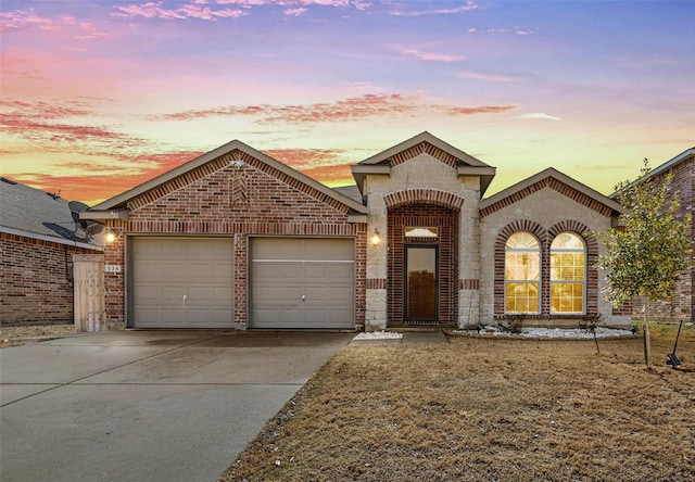 view of front of house with a garage