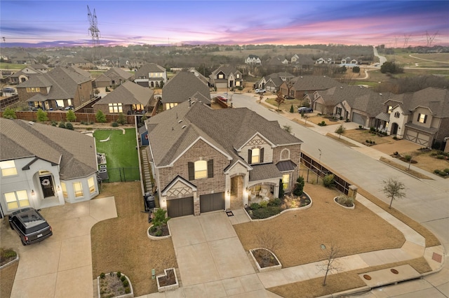 aerial view with a residential view