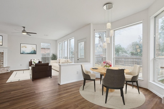 interior space featuring a brick fireplace and visible vents