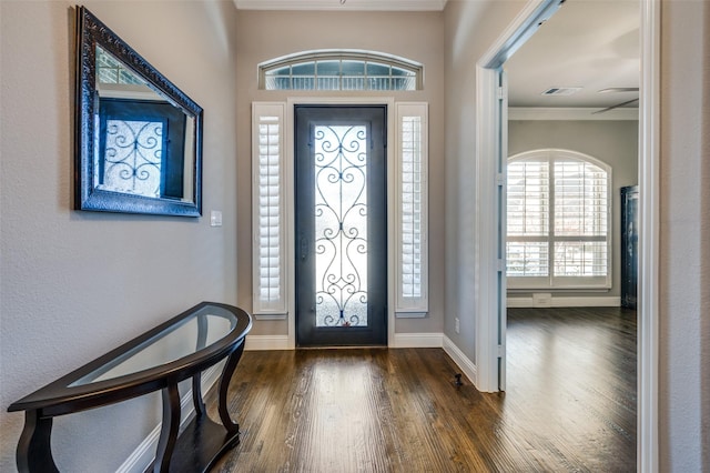 entrance foyer featuring dark hardwood / wood-style flooring