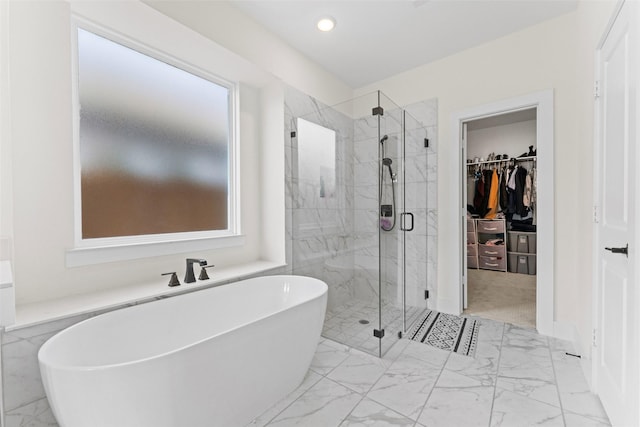 bathroom with independent shower and bath