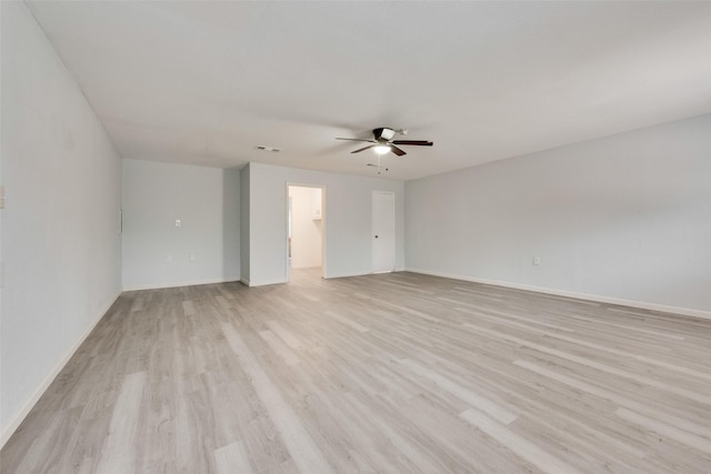 interior space featuring ceiling fan and light wood-type flooring