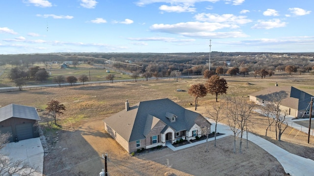 aerial view featuring a rural view