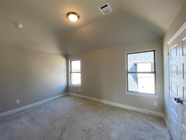 interior space featuring lofted ceiling