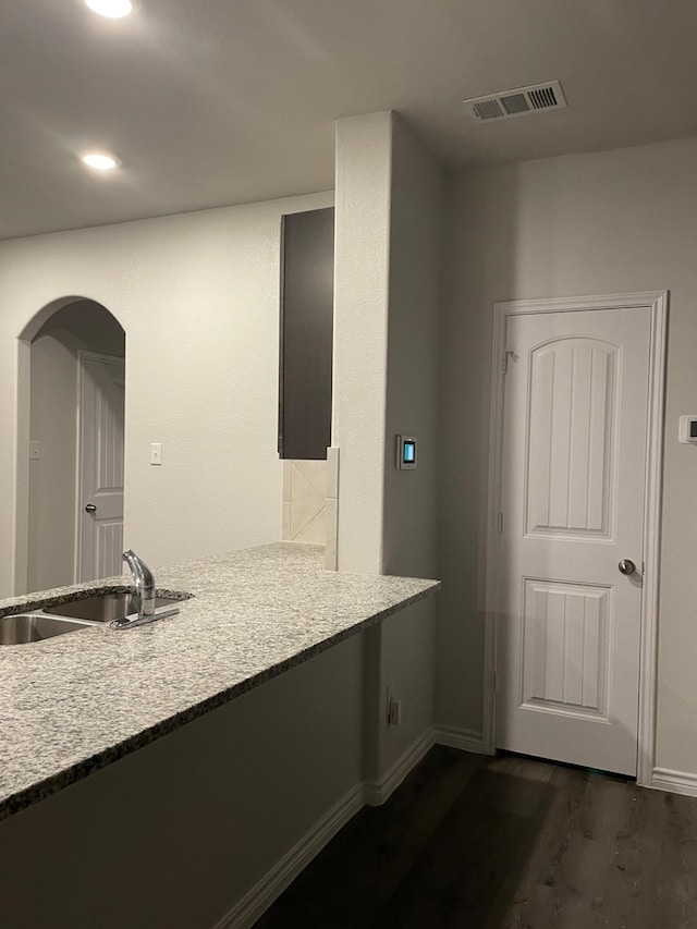 interior space featuring dark wood-type flooring and sink