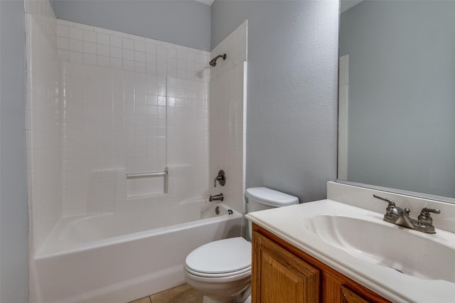 full bathroom featuring vanity, toilet, and tub / shower combination