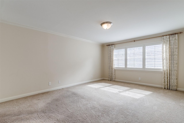 carpeted empty room with ornamental molding