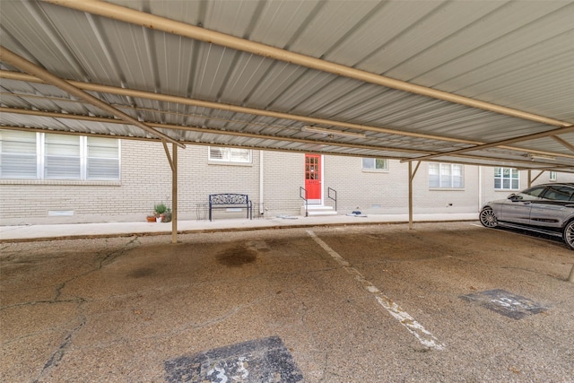 garage with a carport