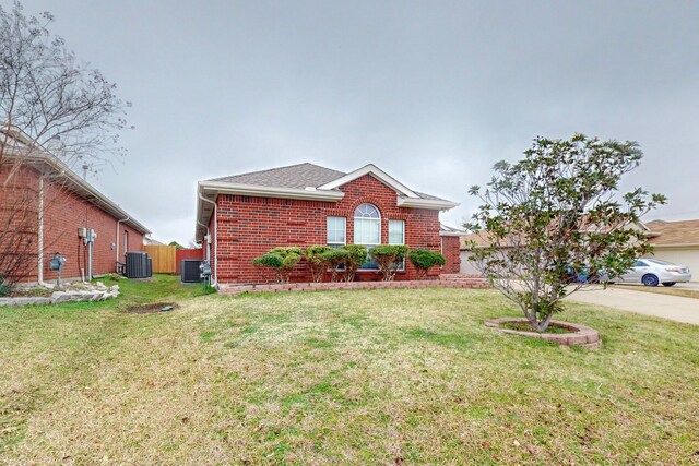 3821 Red Oak St, Sachse, TX 75048 - view of front of home with brick siding, cooling unit, driveway, and roof with shingles