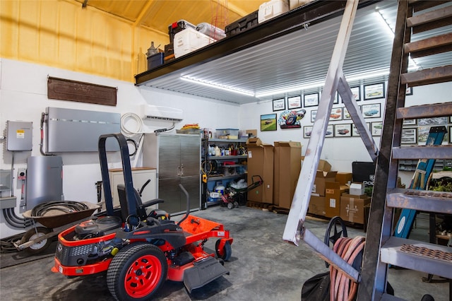 garage featuring an AC wall unit