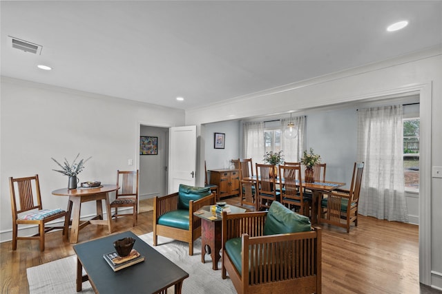 living room with wood-type flooring