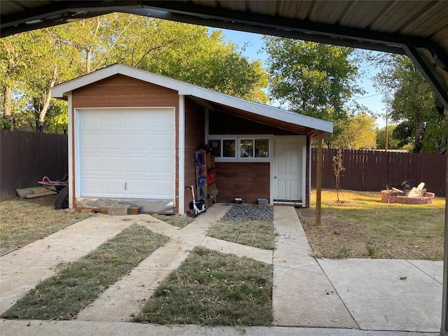 view of garage