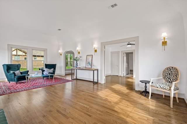 living area featuring wood-type flooring