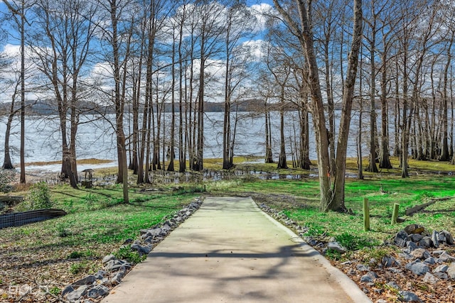 view of community featuring a water view