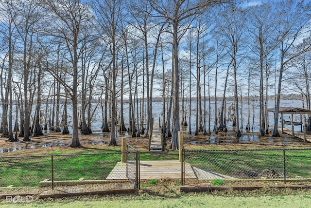 view of yard with a water view