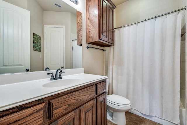 401 Devonshire Dr, Prosper, TX 75078 - full bathroom featuring vanity, shower / bath combo, and tile patterned flooring