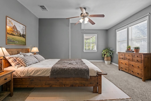 119 Wheeler St, Weatherford, TX 76086 - bedroom with ceiling fan, visible vents, baseboards, and carpet
