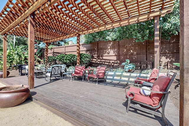 wooden terrace featuring a pergola