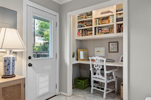 entryway with built in desk