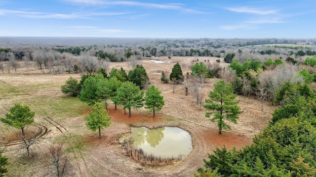 bird's eye view featuring a water view and a rural view