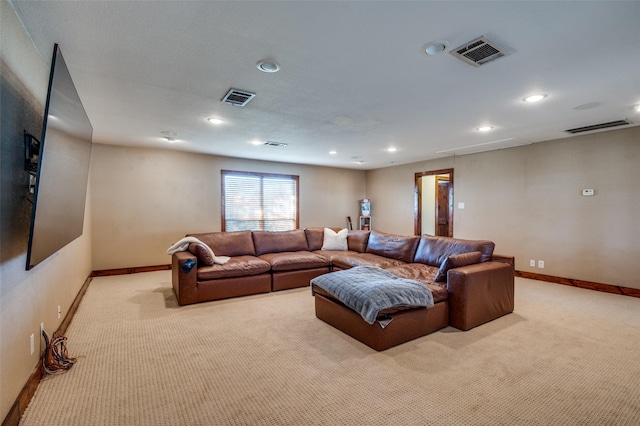 living room with light carpet