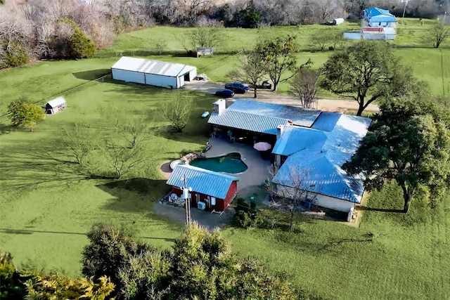 aerial view featuring a rural view