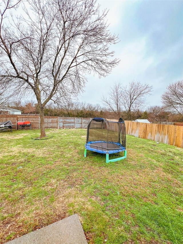 view of yard with a trampoline