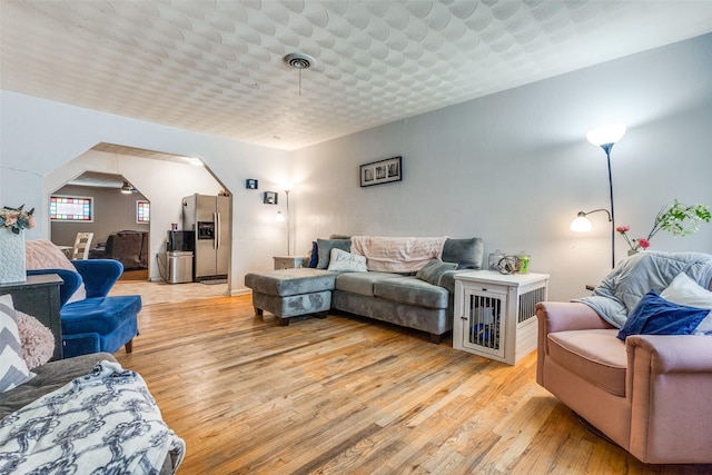 living room with light wood-type flooring