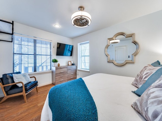 bedroom with hardwood / wood-style floors