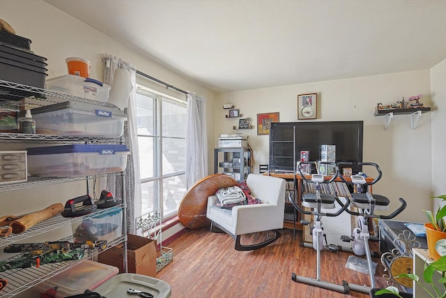 interior space with hardwood / wood-style flooring