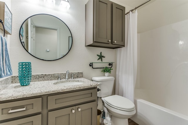 full bathroom featuring vanity, toilet, and shower / bath combo with shower curtain