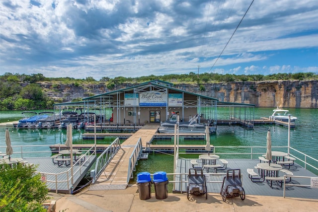 dock area featuring a water view