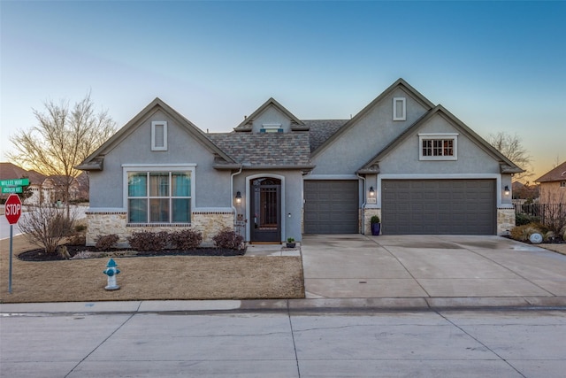 view of front of house with a garage