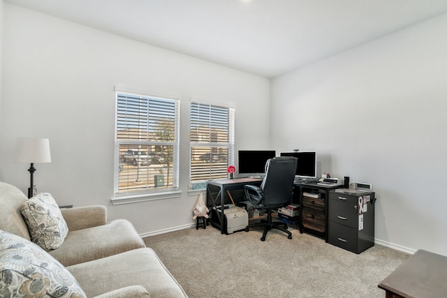 view of carpeted home office