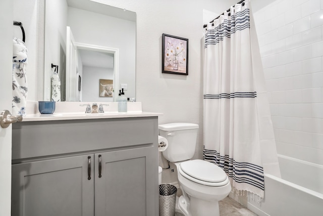 full bathroom with vanity, toilet, and shower / bath combo