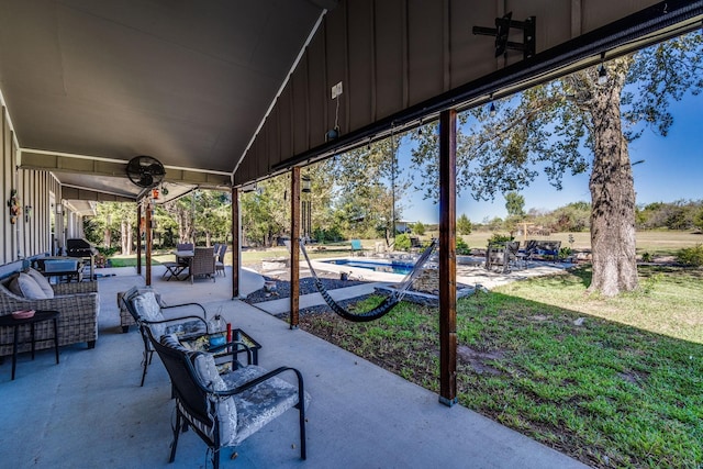 view of patio / terrace with ceiling fan