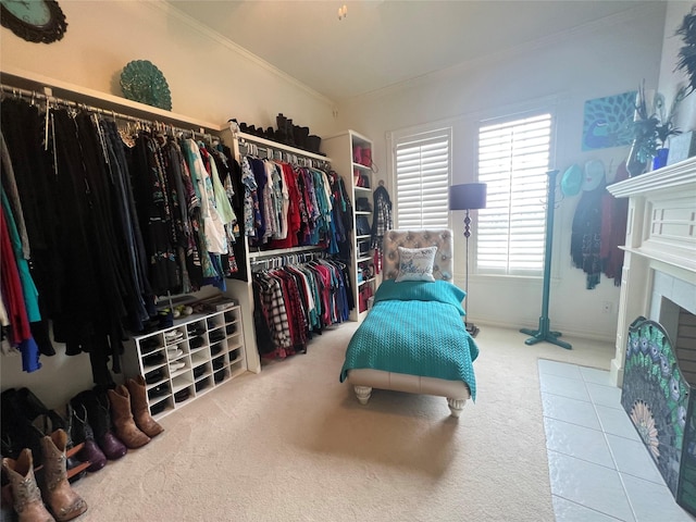 spacious closet with carpet flooring