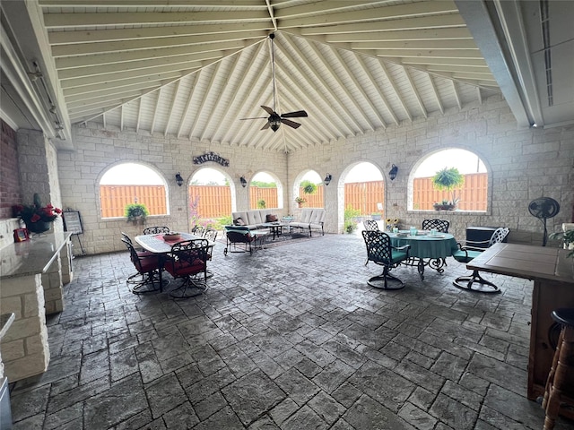 view of patio / terrace with an outdoor hangout area and ceiling fan