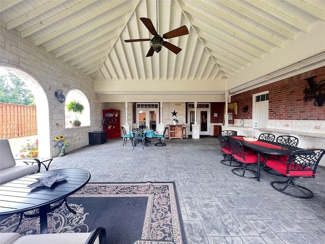 view of patio / terrace featuring ceiling fan