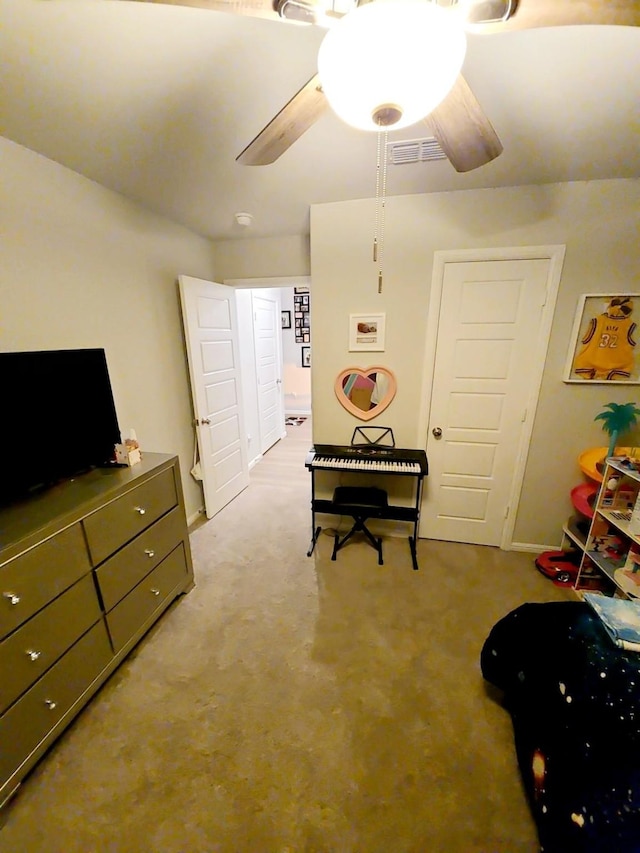 game room with ceiling fan