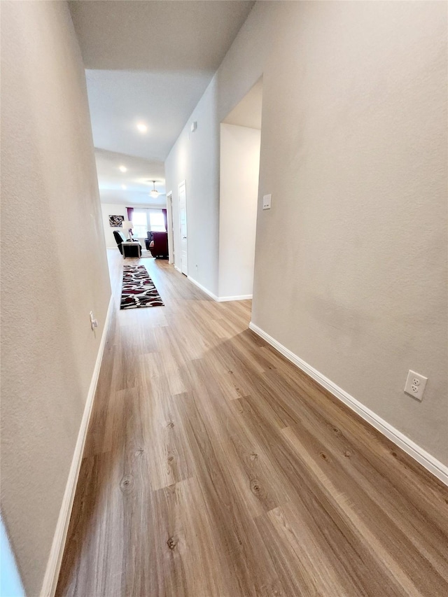 hall featuring light wood-type flooring