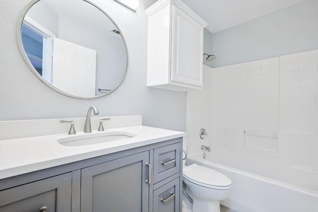 full bathroom featuring vanity, toilet, and shower / bathing tub combination