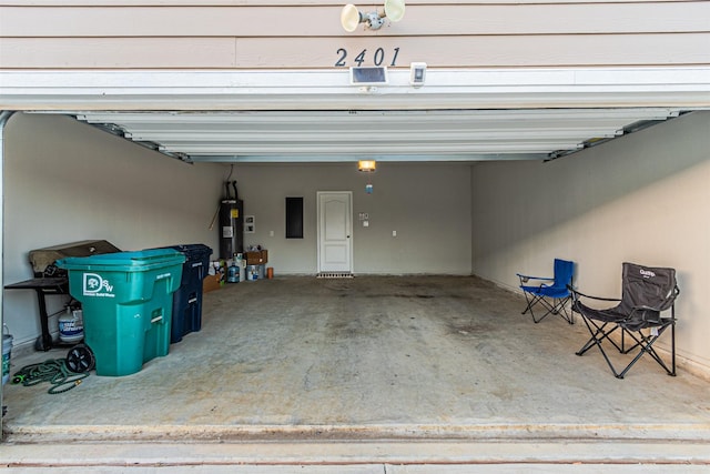 garage with electric water heater