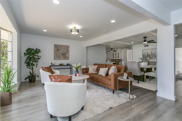 living room with wood-type flooring