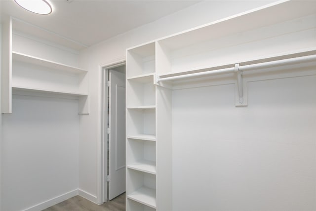 walk in closet with hardwood / wood-style flooring