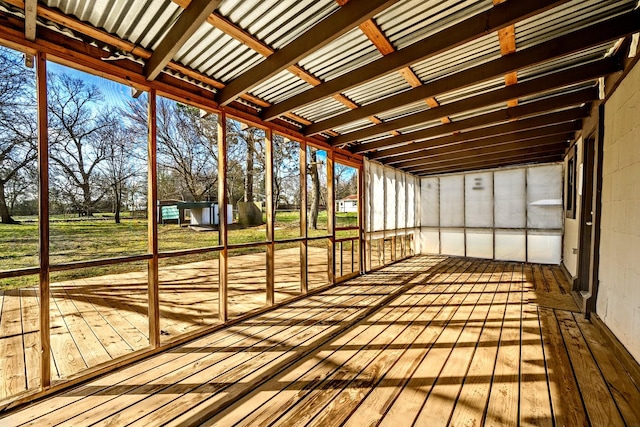 view of unfurnished sunroom