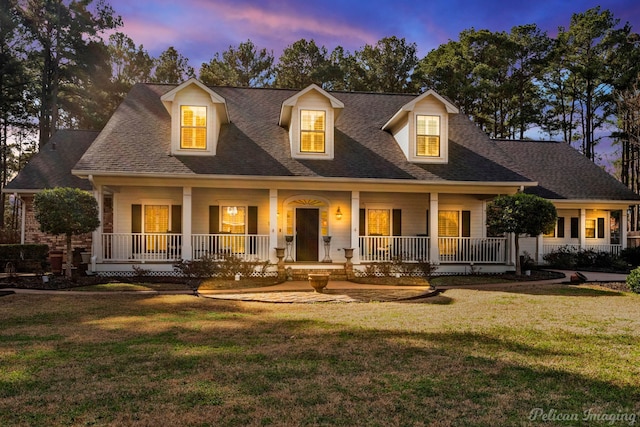 9808 Neesonwood Dr, Shreveport, LA 71106 - cape cod-style house featuring a porch, a yard, and a shingled roof